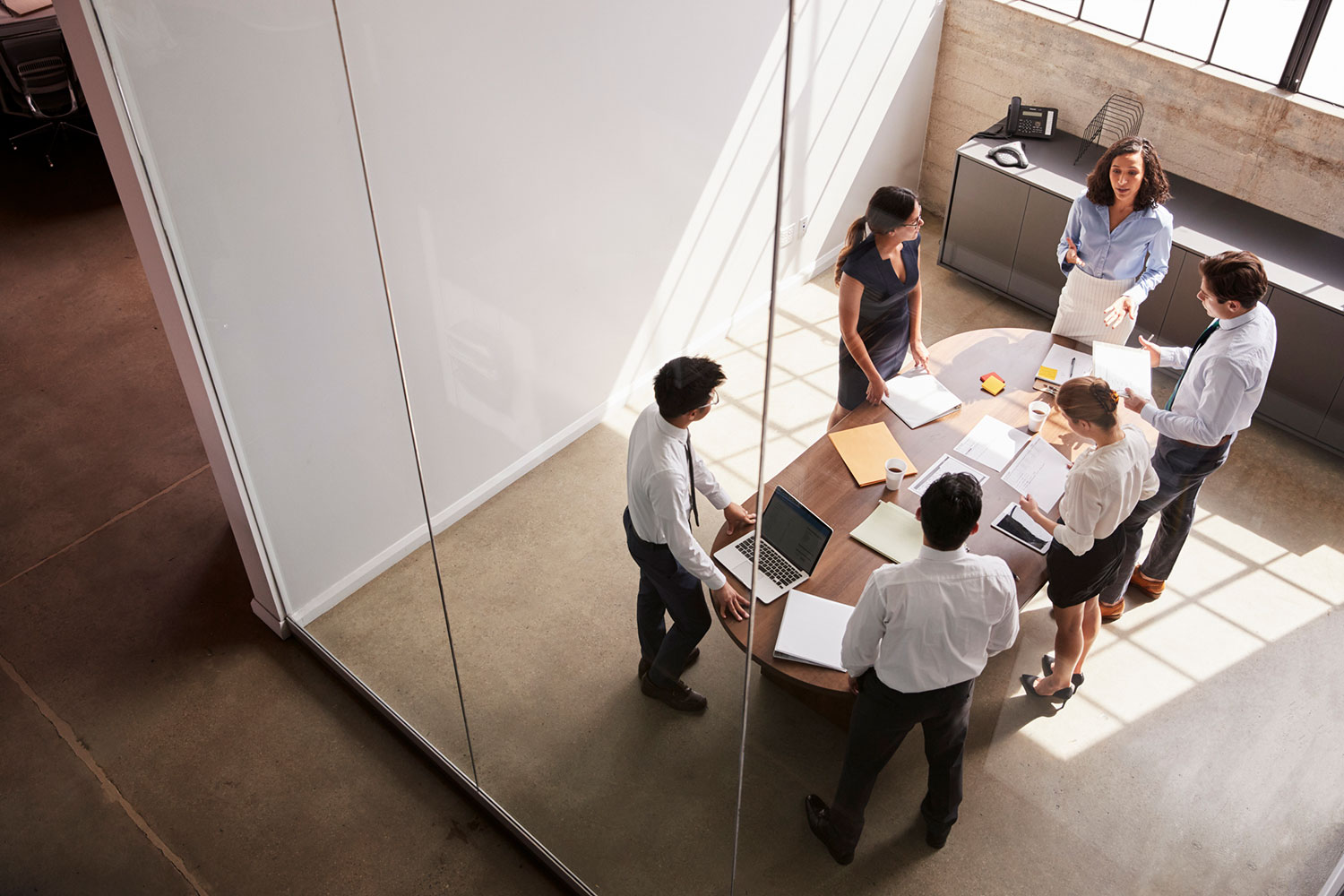 team meeting in conference space